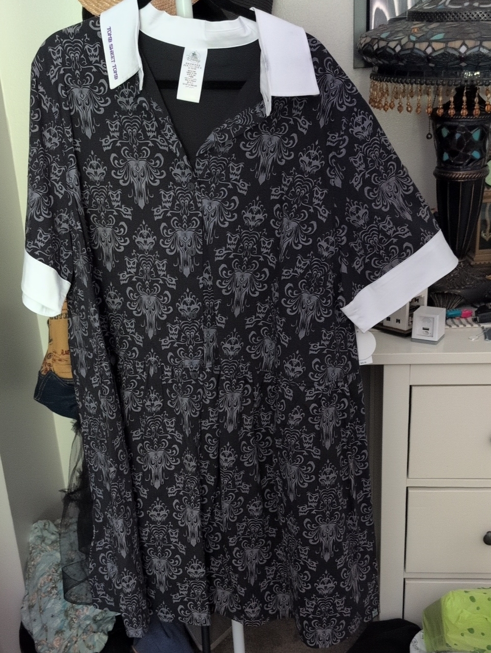 Disney Haunted Mansion Glow In The Dark Collared Babydoll Dress